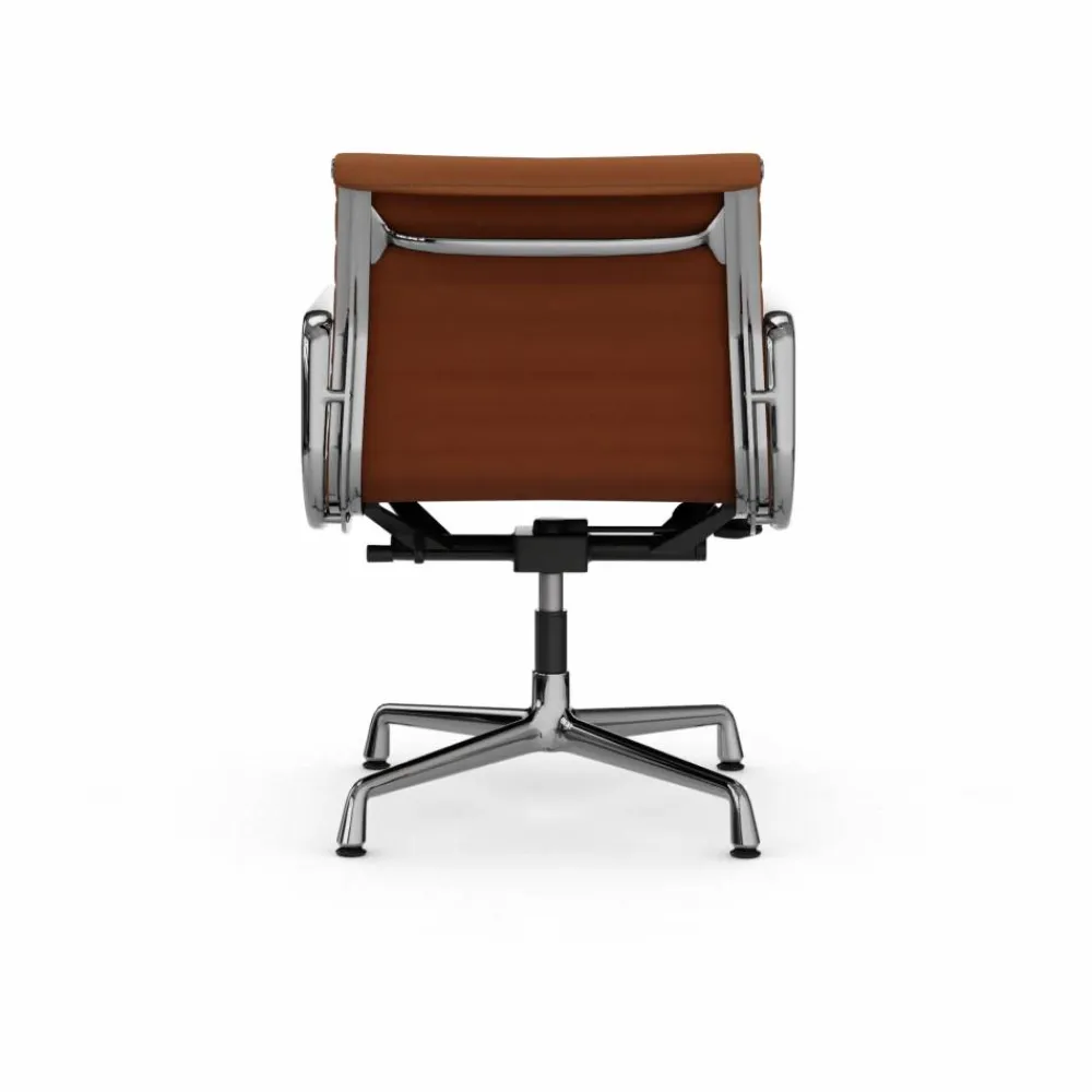 Vitra EA132 Aluminium Chair kontorsstol felt glides 97 cognac leather L50-polished