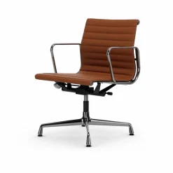 Best Vitra EA132 Aluminium Chair kontorsstol felt glides 97 cognac leather L20-polished