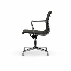 Vitra EA132 Aluminium Chair kontorsstol felt glides 61 umbra grey leather L50-chrome