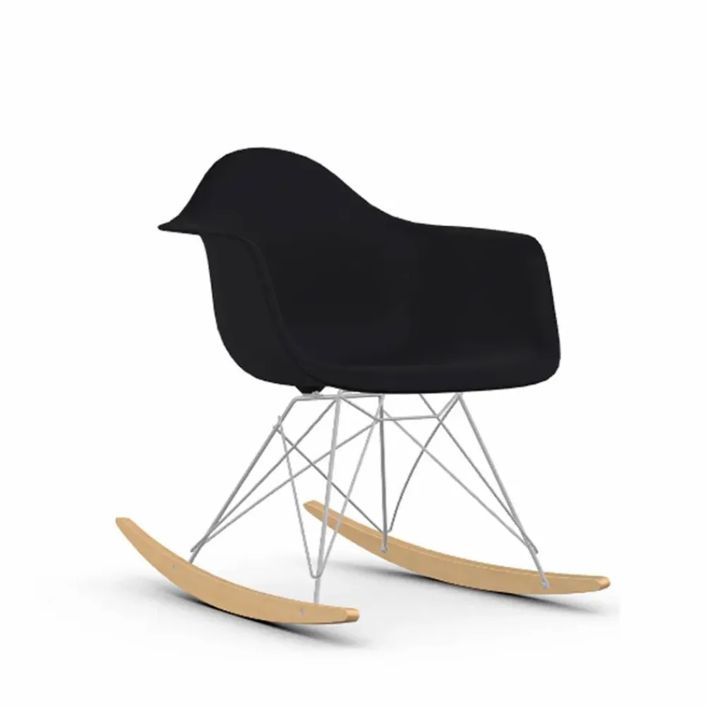 Clearance Vitra Eames Plastic Armchair RE RAR gungstol 12 deep black-chrome-golden maple