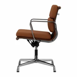 Vitra EA 231 Soft Pad Chair kontorsstol felt glides 97 cognac leather L50-chrome