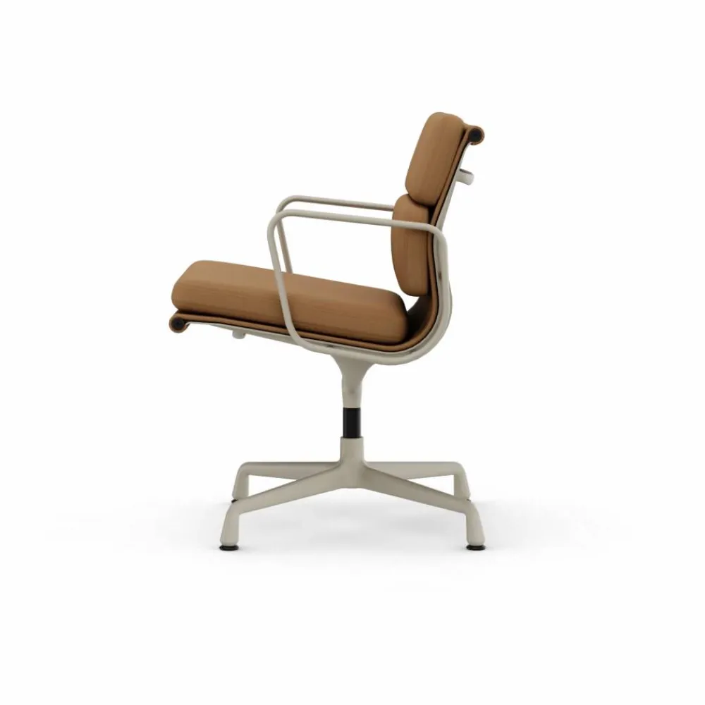 Vitra EA 208 Soft Pad Chair swivel chair kontorsstol 62 Ochre leather premium F-37 chalk powder coated