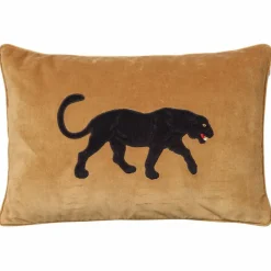 Clearance Chhatwal & Jonsson Embroidered Black Panther kuddfodral 40x60 cm Masala yellow
