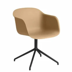 Outlet Muuto Fiber armchair swivel base kontorsstol Ochre-Black (plastic)