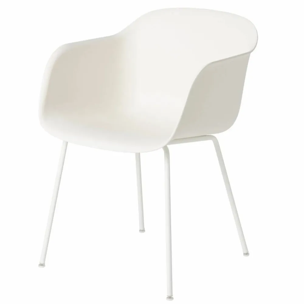 Clearance Muuto Fiber chair stol med armstöd Natural white (plastic)