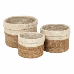 Outlet Dixie Flätad förvaringskorg 3-pack Natur-vit