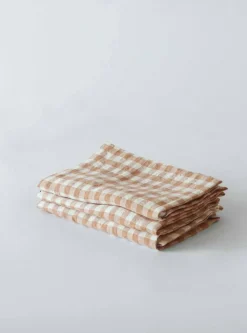 Tell Me More Gingham rutig linneservett 45x45 cm Biscuit