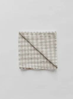Tell Me More Gingham rutig linneservett 45x45 cm Natural