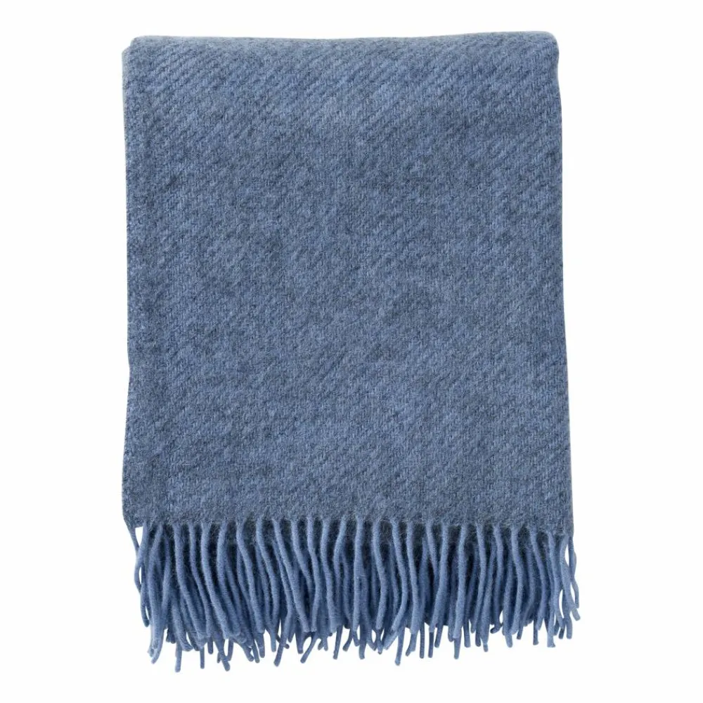 Online Klippan Yllefabrik Gotland ullpläd 130x200 cm Infinity blue (blå)