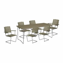 Clearance Grythyttan Stålmöbler Grythyttan matgrupp B31 170 + 6st A2 ljusgrön