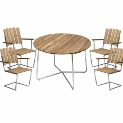 Grythyttan Stålmöbler Grythyttan matgrupp ø100 cm - teak