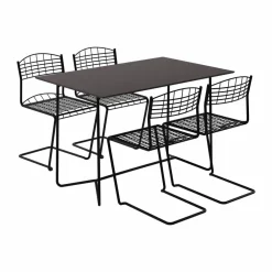 Online Grythyttan Stålmöbler High tech bord 110 cm + 4 High tech stol svart