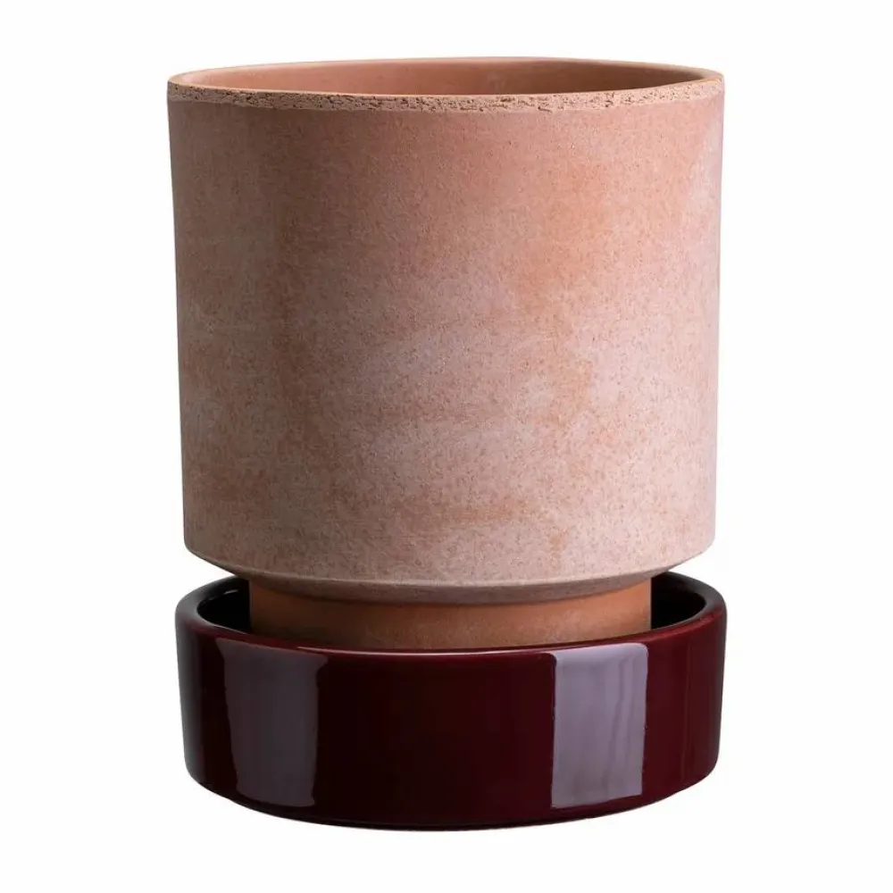 Bergs Potter Hoff kruka Ø16 cm Raw Rosa-Deep Burgundy