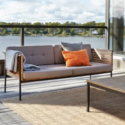 Clearance Skargaarden Häringe soffa Sunbrella Natté Nature Grey-teak-svart