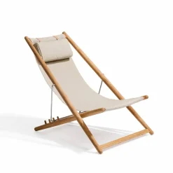 Discount Skargaarden H55 vilstol teak Sunbrella Heritage Ash light grey