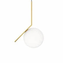 Flos IC lights S2 pendel Borstad mässing-opal