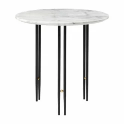 GUBI IOI soffbord Ø50 cm Svart-mässing-vit marmor