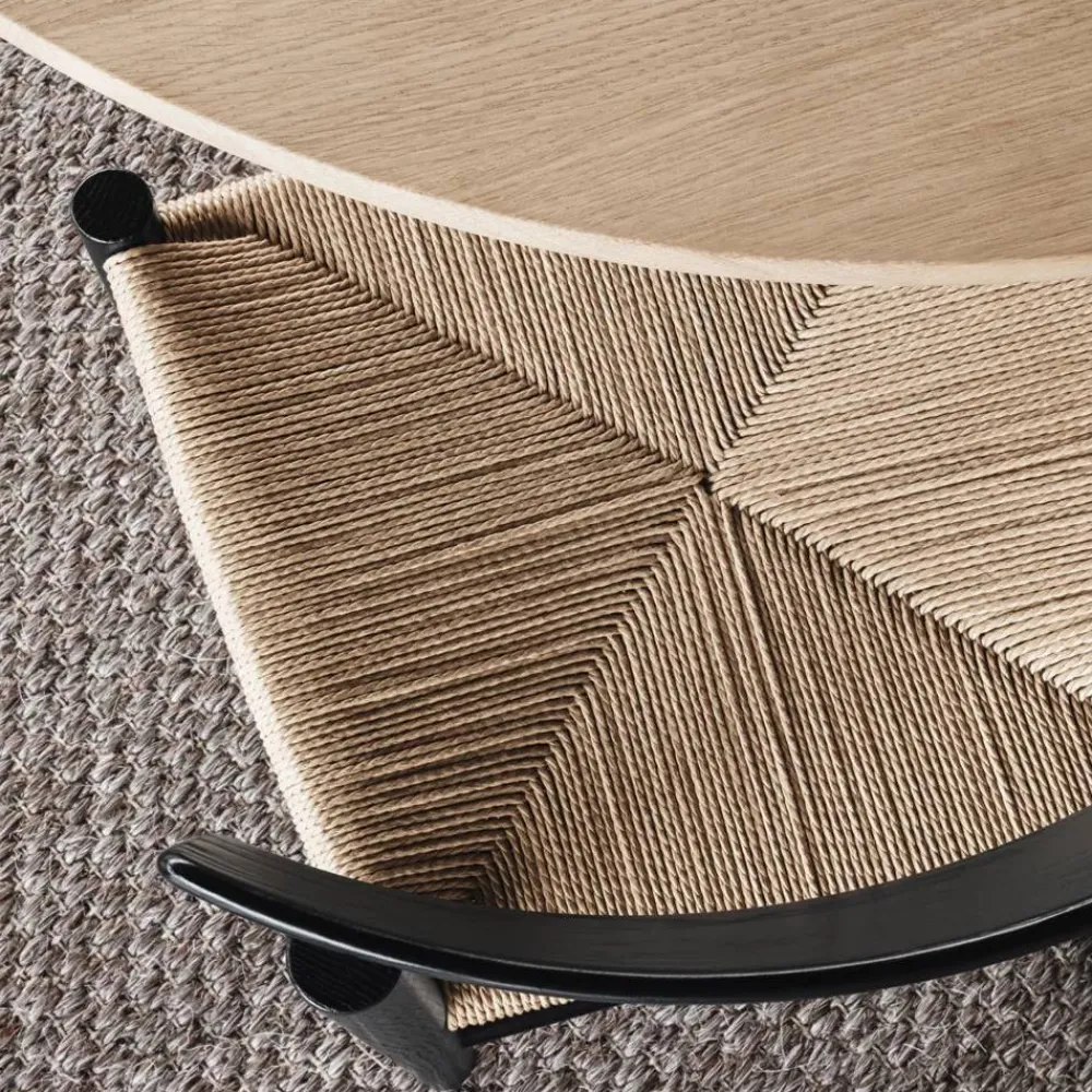 Fredericia Furniture J39 stol Svartlackerad ek-flätad natur