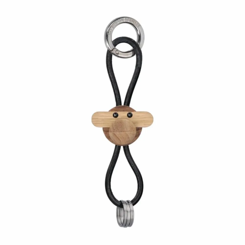 Best Kay Bojesen Denmark Kaj Bojesen apa nyckelring Teak-limbaträ svart läder