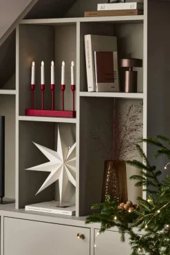 Scandi Living Kindle portabel adventsljusstake 30 cm Mörkröd