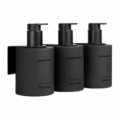 Outlet blomus Kirei glasflaskor inkl vägghållare 3-pack Smoke limmonterad