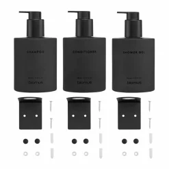 blomus Kirei glasflaskor inkl vägghållare 3-pack Smoke monteras med skruv