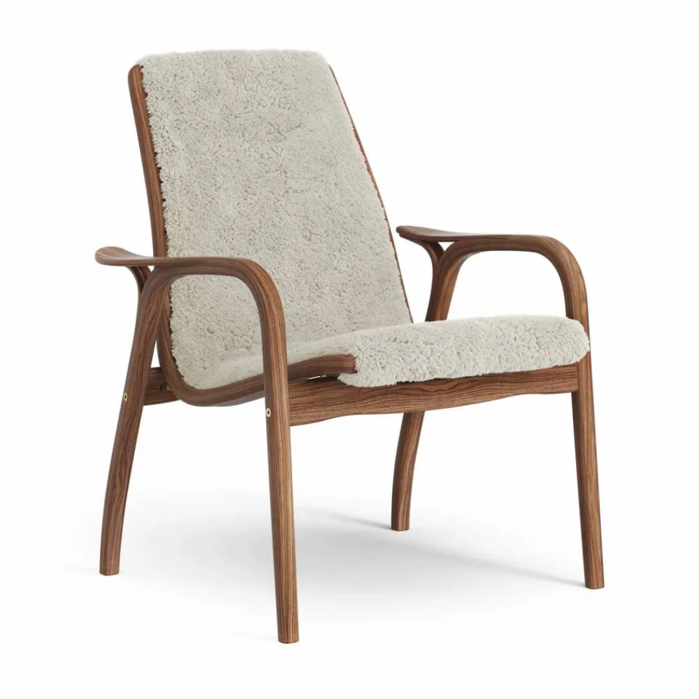 Sale Swedese Laminett fåtölj oljad valnöt/fårskinn Moonlight (beige)