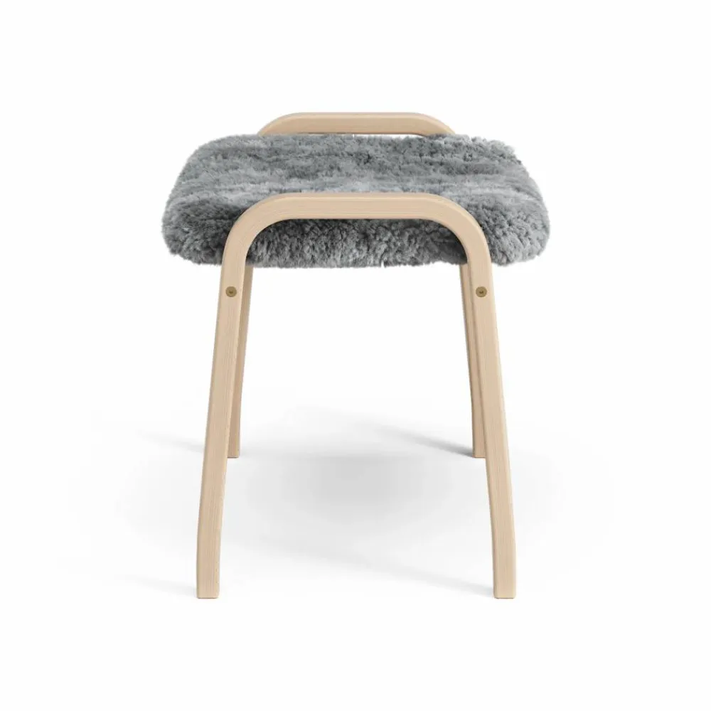 Barn Swedese Lamini fotpall till barn lackad bok/fårskinn Scandinavian Grey (grå)