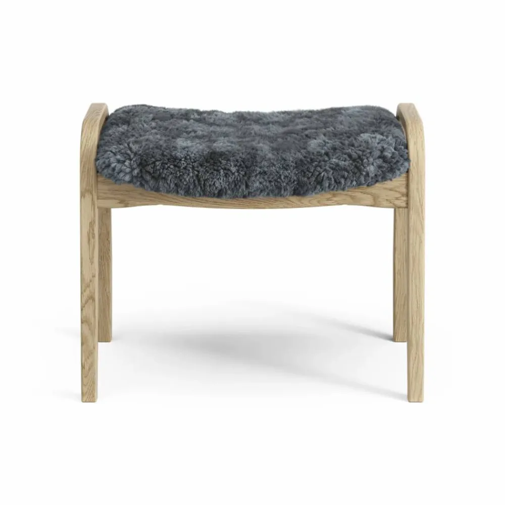 Clearance Swedese Lamini fotpall till barn lackad ek/fårskinn Charcoal (mörkgrå)