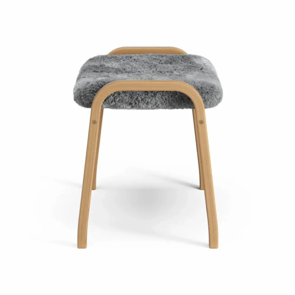 Online Swedese Lamino fotpall oljad ek/fårskinn Scandinavian Grey (grå)