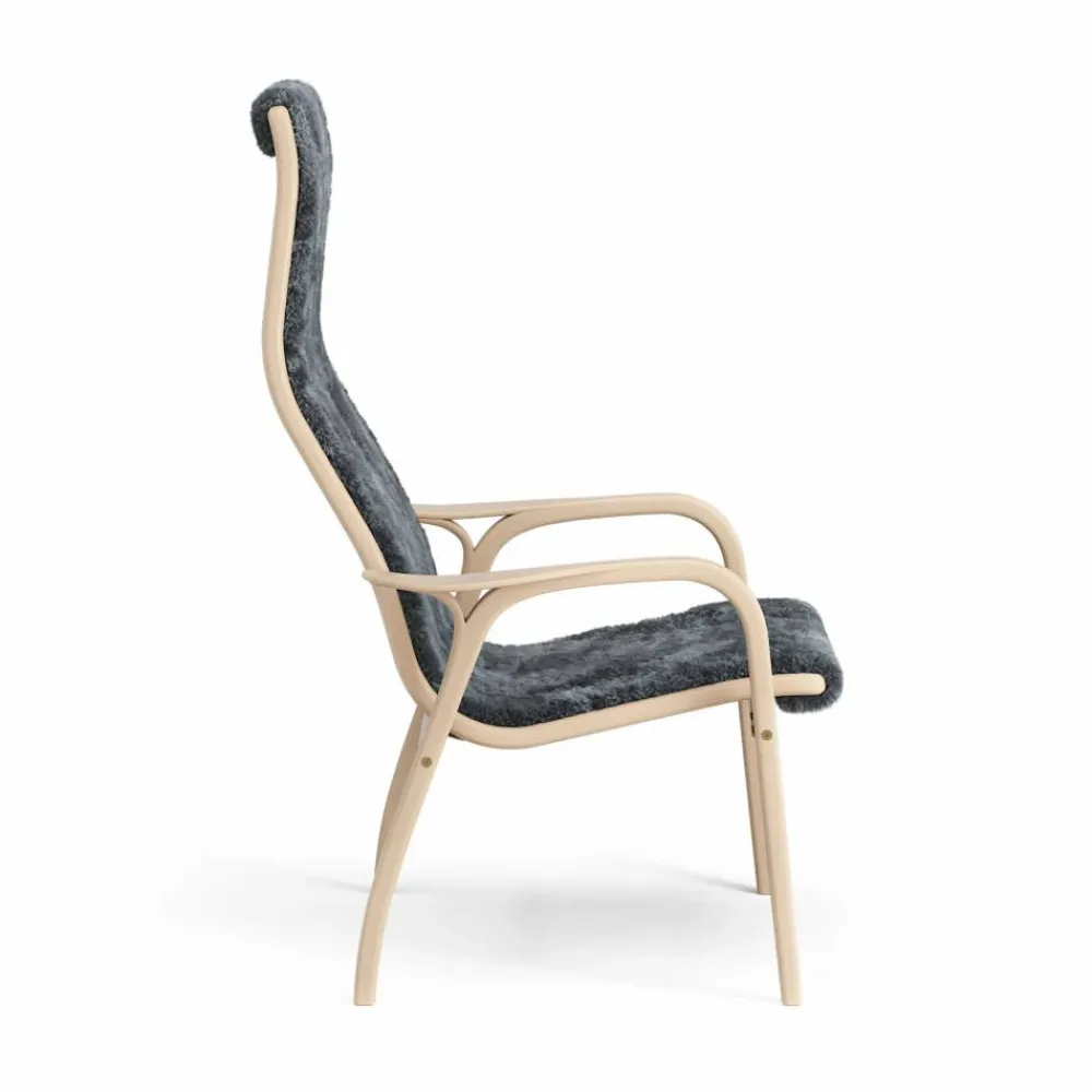 Clearance Swedese Lamino fåtölj lackad bok/fårskinn Charcoal (mörkgrå)