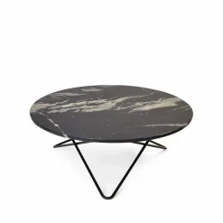 OX Denmarq Large O Table soffbord Marmor marquina matt svartlack stativ