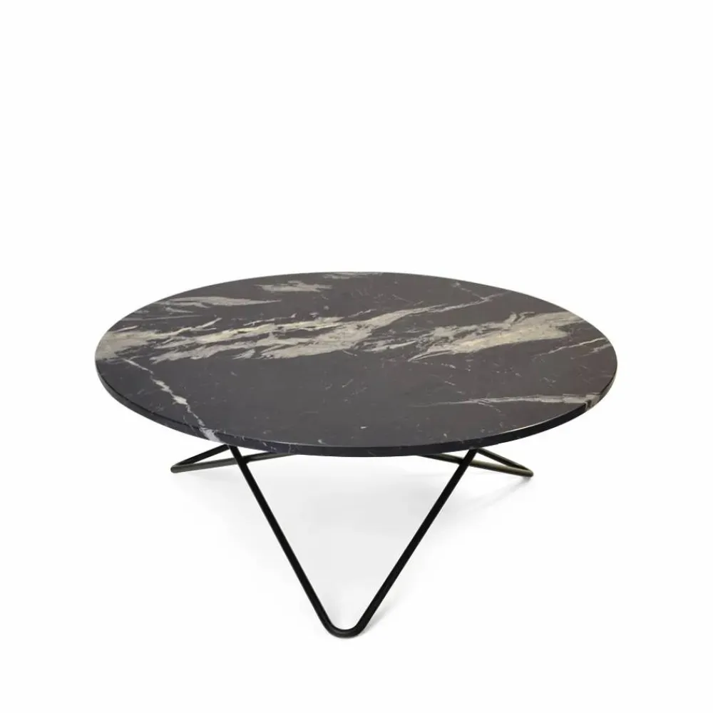 OX Denmarq Large O Table soffbord Marmor marquina matt svartlack stativ