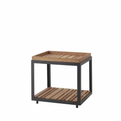 Discount Cane-line Level sidobord Teak-lava grey stativ