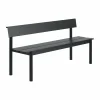 Best Muuto Linear Steel bänk med ryggstöd Black 170x34 cm
