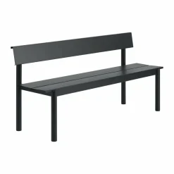 Best Muuto Linear Steel bänk med ryggstöd Black 170x34 cm