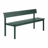 Muuto Linear Steel bänk med ryggstöd Dark green 170x34 cm
