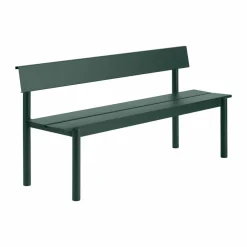Muuto Linear Steel bänk med ryggstöd Dark green 170x34 cm