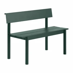 Muuto Linear Steel bänk med ryggstöd Dark green 110x34 cm