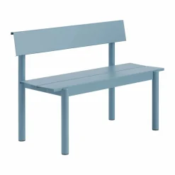 Outlet Muuto Linear Steel bänk med ryggstöd Pale blue 110x34 cm
