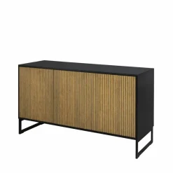Englesson Line skänk walnut/black 3dörrar+2hyllor svarta metallben