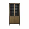 Englesson Line vitrinskåp walnut/black 2+2dörrar+3+1hyllor svarta metallben