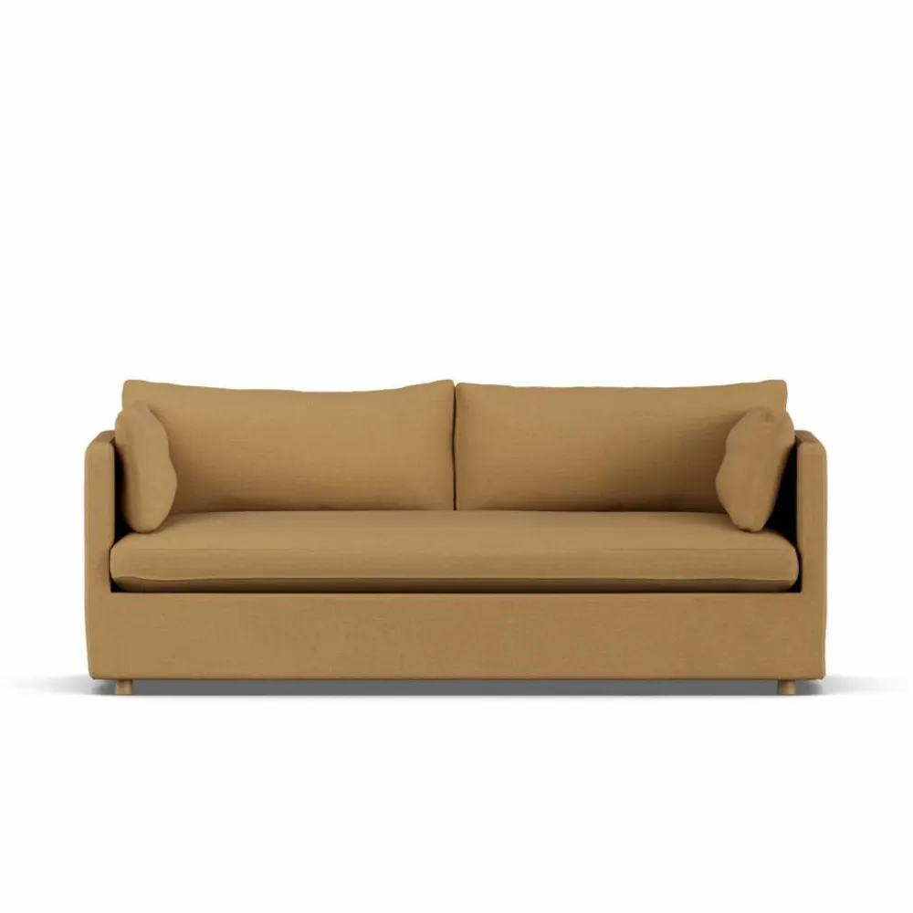 Clearance 1898 Linnevik soffa Same Ochre 6676-vitoljad ek 3-sits med kappa