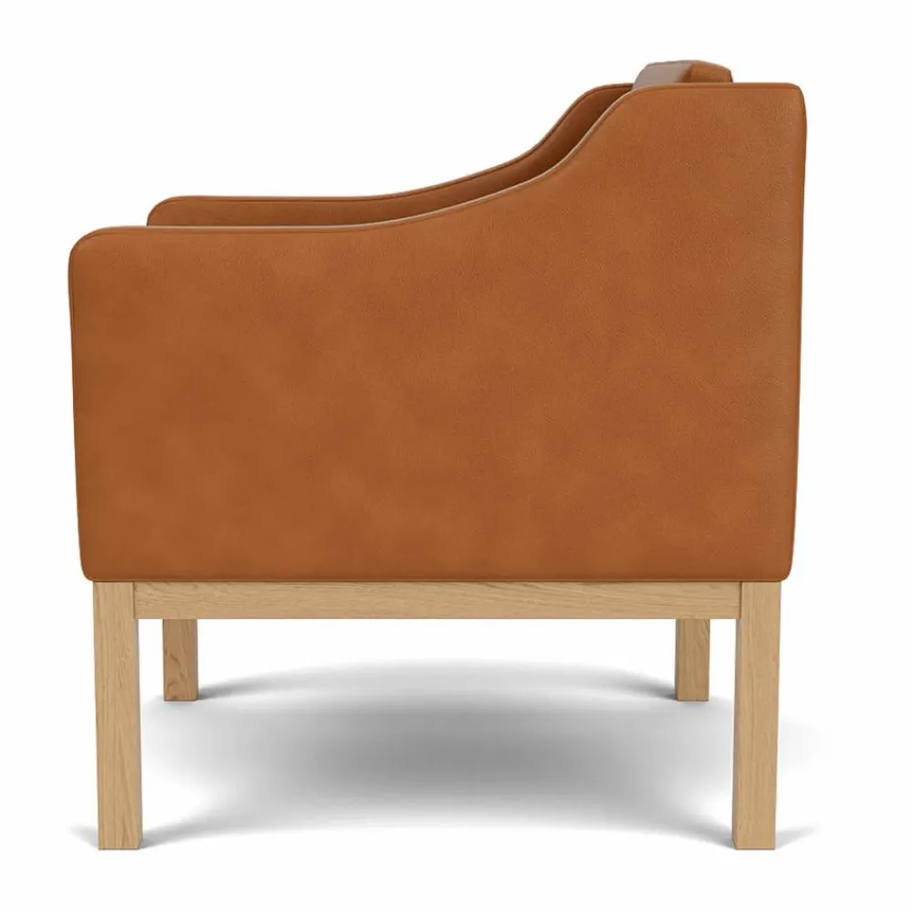 Outlet FDB Møbler L46 MK155 easy chair karmstol Lackerad ek-läder cognac