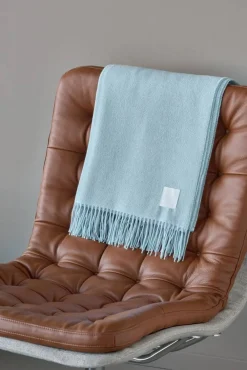 Scandi Living Loom bomullspläd 125x170 cm Sky blue