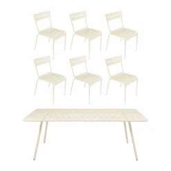 Best Fermob Luxembourg bord 207x100 cm + 6 stolar Latte beige
