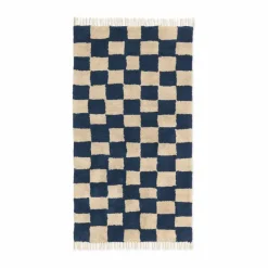 Sale Ferm Living Mara bomullsmatta 80x150 cm Deep Blue-Warm Sand