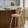 Outlet Mater High Stool Backrest barstol låg läder natural mattlackat ekstativ