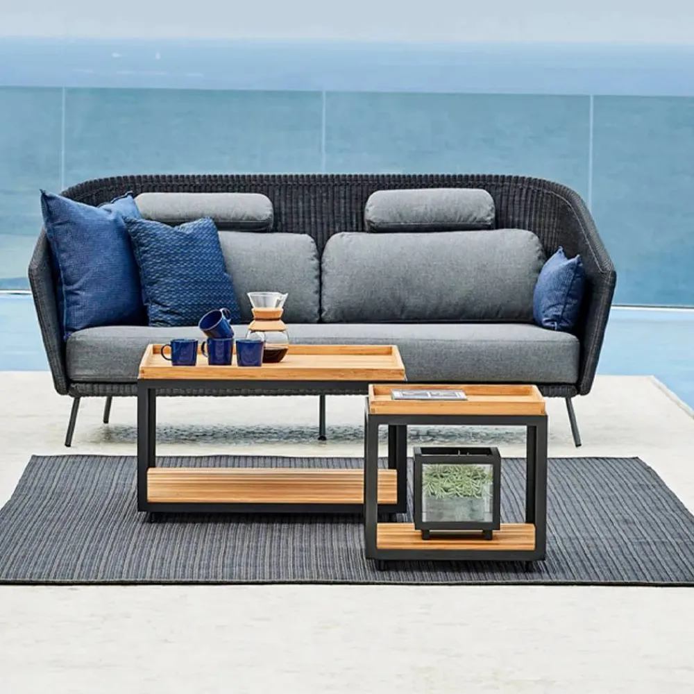 Hot Cane-line Mega 2-sits soffa Graphic gråa dynor