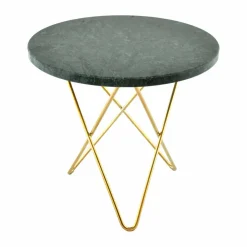 Clearance OX Denmarq Mini O sidobord Ø40 H37 mässing underrede grön marmor